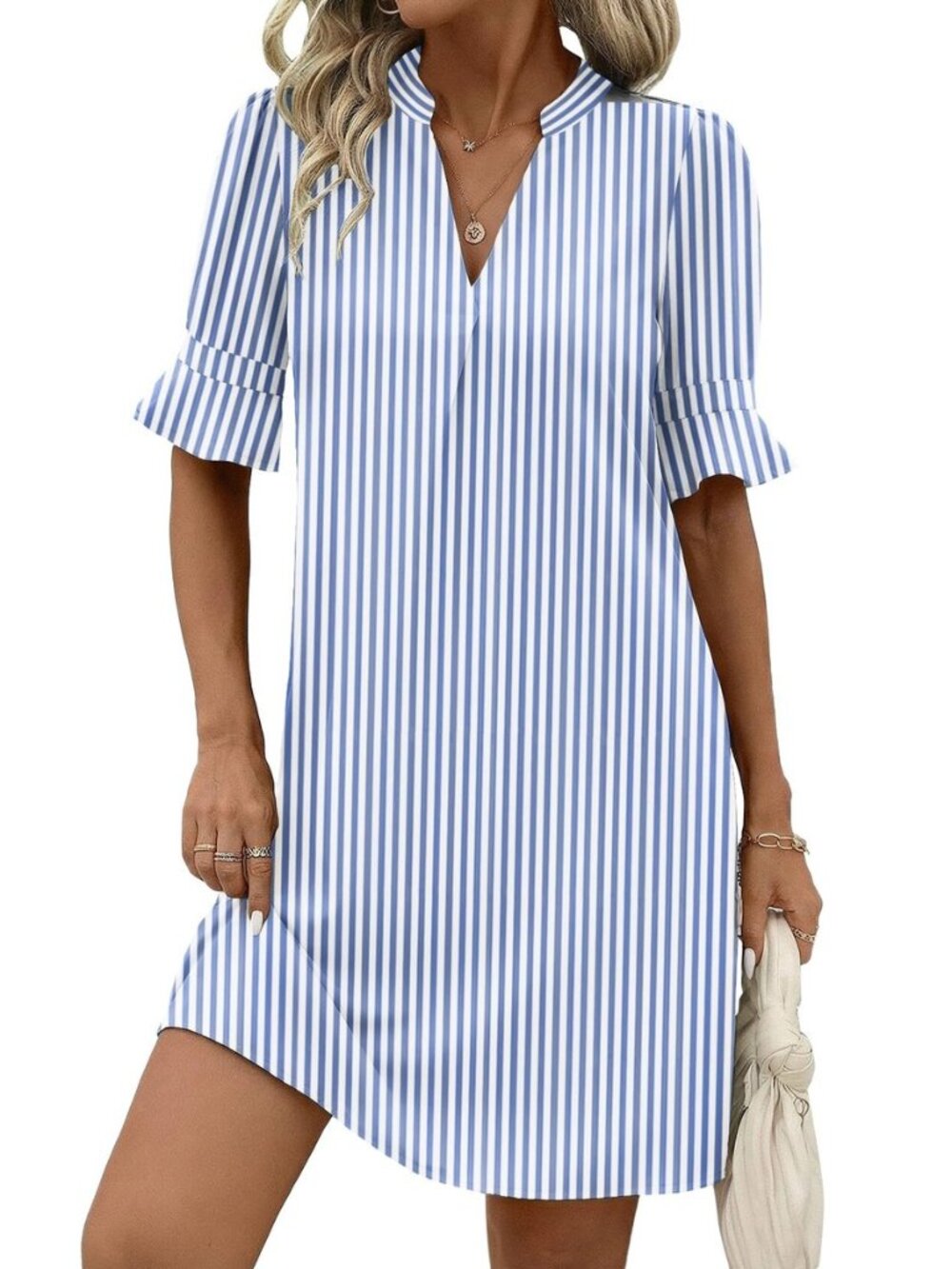 Summer Dresses for Women 2026 V Neck Ruffle Sleeve Loose Shift Dress Hawaiian